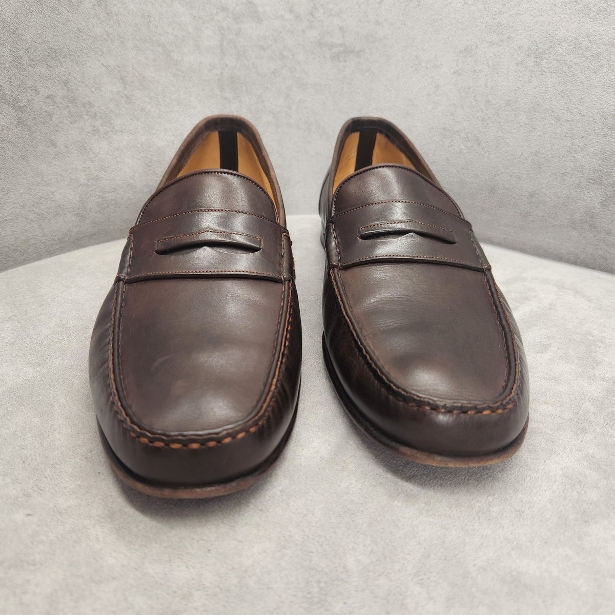 Santoni Dress Loafers 13D Dark Brown Leather Penny Luxury Business Made In Italy Santoni - Door Dark Brown Leather Penny Loafer | Mitchell Stores main image 4