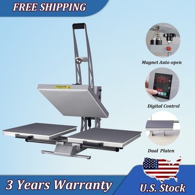 16 X 24 Semi-auto Heat Press Machine Sliding Dual-Platen Auto-open Heat Transfer
