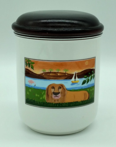Vintage Villeroy & Boch  Small Porcelain Spice Canister Naif Lion
