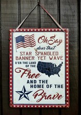 USA Star Spangled Banner Metal Wall Sign 12x16 Patriotic 4th of July Decor