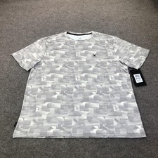 Spyder Rash Guard Shirt Mens XL Gray Geometric UPF 30 Swim Quick Dry S627N30