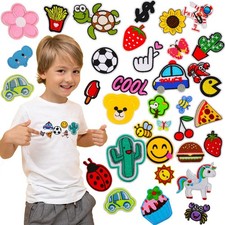 Kids Iron On Patches Bulk Set Embroidery Sew On Clothes Backpack Hat 60 PCS