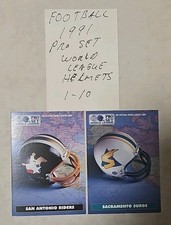 1991 Pro Set, World League Helmets, Complete 10 Card Set, are, Free Shipping