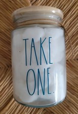 Rae Dunn Take One cotton ball glass jar container organizer wood butterfly lid