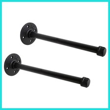 1/2" Industrial Black Iron Pipe Shelf Brackets, Rustic Wall Mounted DIY Shelv...