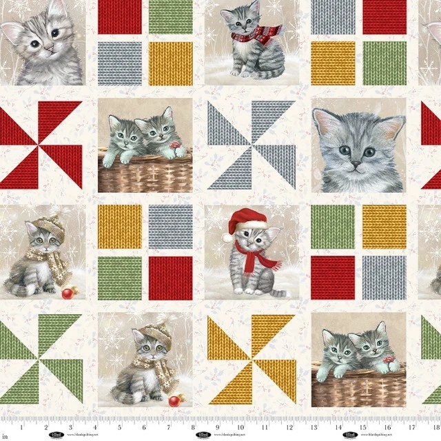 A Purr-fect Holiday Season, Kittens Panel or Fabric Your Choice 44" Wide - Image 4 of 4