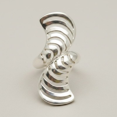 Echter stilvoller langer Sterling Silber Ring massiv 925 gepunzt Handarbeit Kaiserin