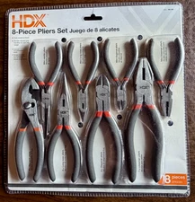 HDX 8 Piece Linesman Long Diagonal Plier Set Non-slip Handles 292 396