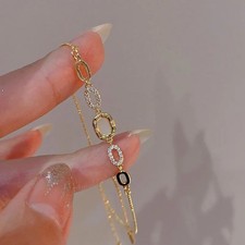 Luxury Geometric Gold Plated Zircon Bracelet for Women – Adjustable Wedding Gift