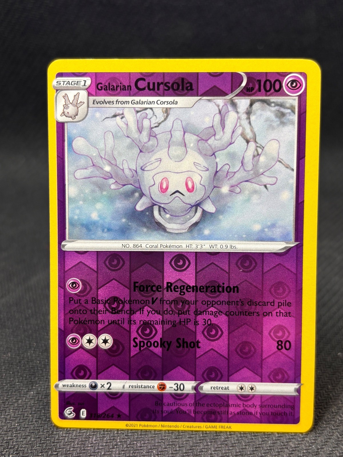 Galarian Cursola 118/264 Rare Fusion Strike Pokemon Reverse Holo Lightly Played