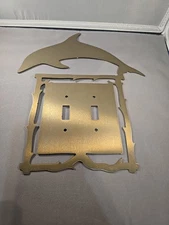 Dolphin Metal Double Light Switch Cover bronze