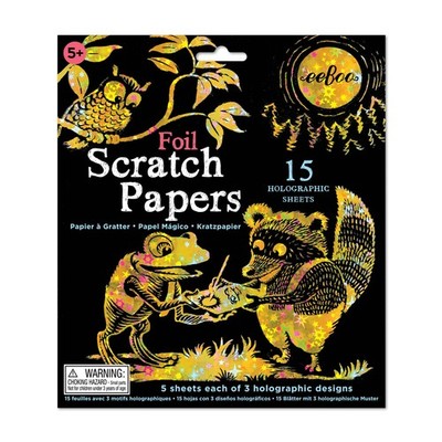 Folienkratzer Kunstdruckpapier - Schwarzes Kratzzauberpapier und Schaber für Kinder 