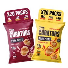 THE CURATORS High Protein Pork Puffs Mixed Pack, 10 x Original Salted, 10 x S...
