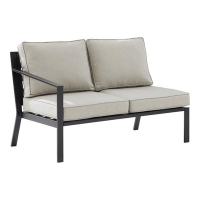 #ad Crosley Furniture Clark Fabric Outdoor Sectional Left Side Loveseat in Taupe $307.61