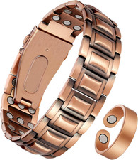3X Strength Magnetic Copper Bracelet for Men - 99.9 Pure Copper Bracelet  Ring