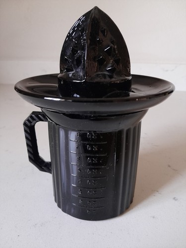 Rare Antique Easleys Black Glass Reamer & Cup Pat. July 10, 1888/Sept. 10, 1889 - Picture 2 of 13