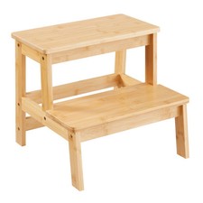 Bamboo Step Stools for Adults Kids, 2 Step Stool for Kichen/Bathroom/Bedside ...