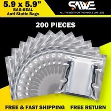 200 x Anti Static Shielding ESD Bags 5.9 x 5.9" Zip Reclosable Seal 15 x 15 CM
