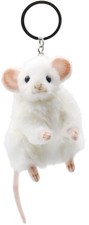 Hansa Mouse Plush Keychain White Stuffed Animal Realistic Japan Import