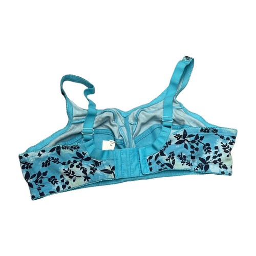 Comfort Choice Full Coverage Bra 38B Womens Blue Floral Cotton Adjustable Straps - Picture 2 of 6