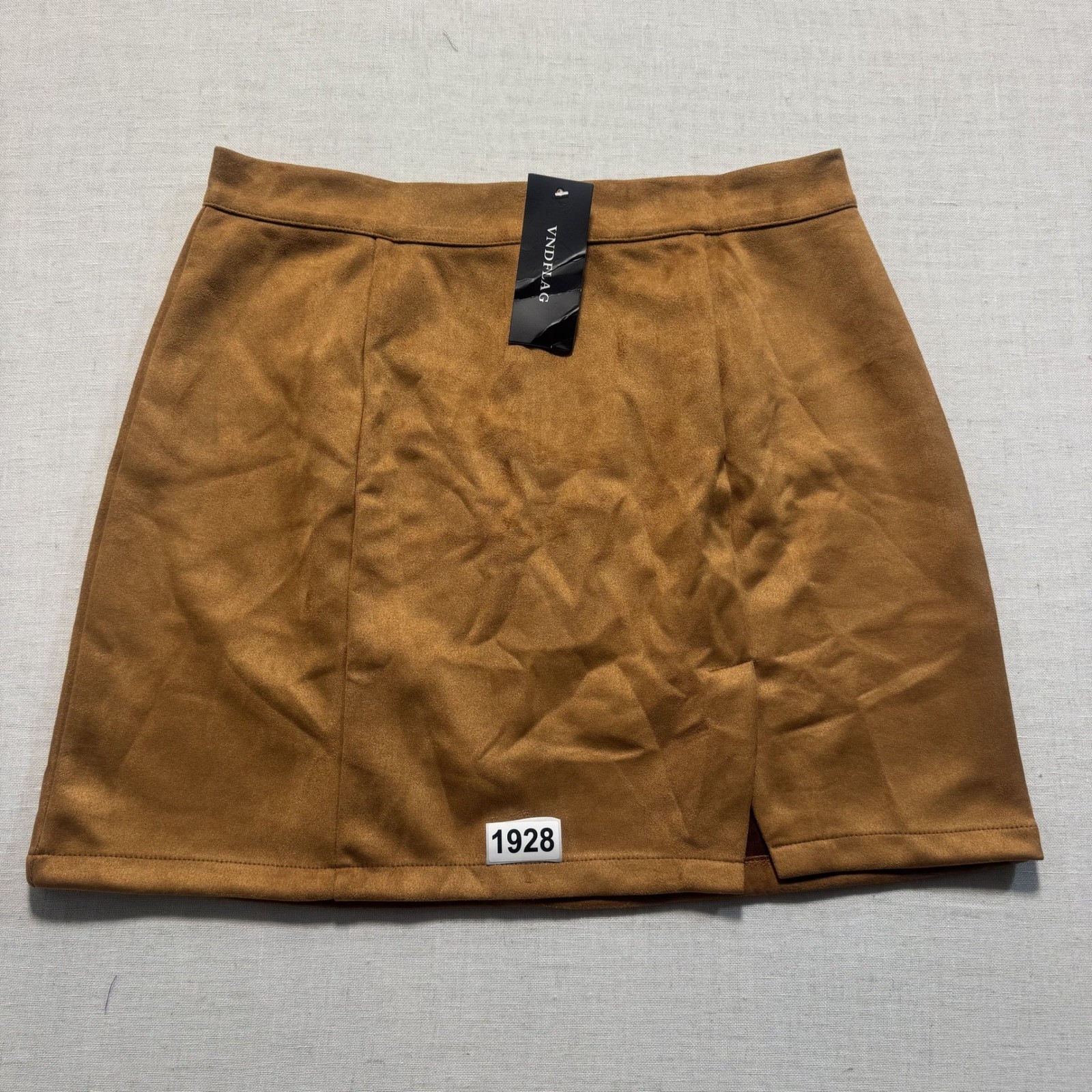 VNDFLAG Faux Suede Mini Skirt Women Sz L Brown New With Tags