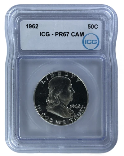 1962 Proof Franklin Half Dollar ICG PR67 CAM Cameo 50C Silver Coin Graded Slab