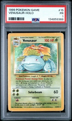 PSA 1 Venusaur 15/102 Base Set Holo Foil 1999 Pokemon WoTC PR