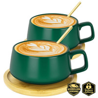 Cappuccino Tassen Set 2 StüCk Steingut 320Ml Dickwandig GrüN FüR Kaffee Tee