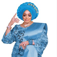 African Women Turban Nigerian Headwear Multi-Layer Headtie Wedding Hat Head Wrap