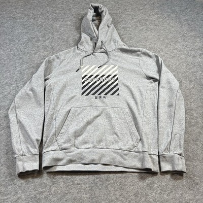 Superdry Training Core Hoodie Mens Large Sweatshirt Gray Longsleeve Graphic Logo