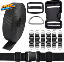 3/4 Inch Buckles Straps Set 6 Yards 3/4 Inch Black Nylon Webbing Strap 6 Pcs....