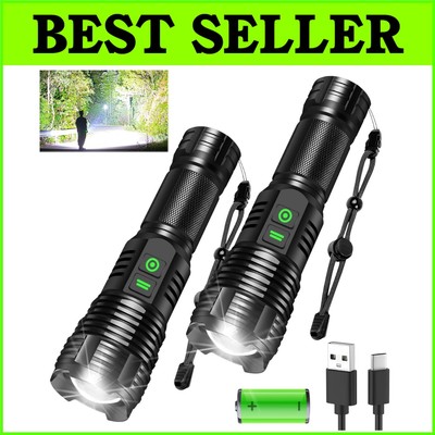 Compact and Durable Rechargeable Flashlights - 100000 Lumens, Shockproof Design