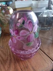 Fenton Pink Floral Blossoms Fairy Lamp Lite Vintage Hard To Find Signed S Allman