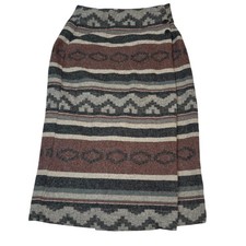 VTG Southwestern Aztec Maxi Wrap Skirt Women 13/M Bonjour Boho Cowgirl Native