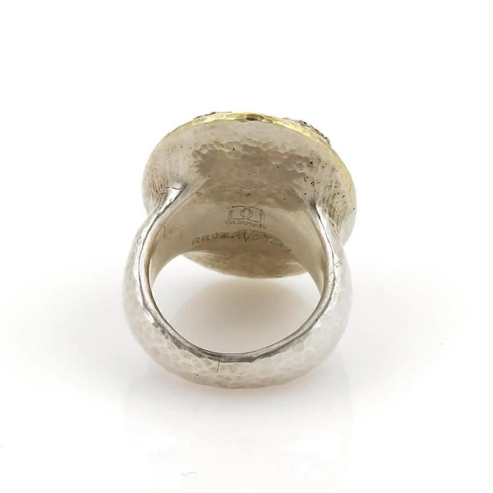 Gurhan Oval Dome Diamond 24k Gold & Sterling Silver Hammered Ring - Size 6.5 - Image 4 of 4
