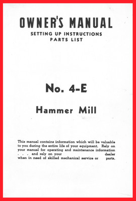 IH International Harvester McCormick 4-E Belt Driven Hammer Mill Farmall Cub