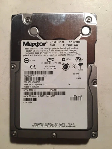 8E073J004C15F 0CC319 maxtor 73GB 3.5IN 15K rpm wide ULTRA320 scsi lvd/se atlas
