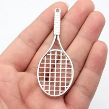 20pcs Large Tennis Racket Charms Zinc Alloy Pendants Antique Silver Gold 78mm