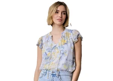New LC Lauren Conrad Ruffled Floral Shell Top Shirt Size XS X-Small NWT