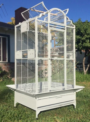 MCAGE 63" LARGE Elegant Wrought Iron Dome Play Top Parrot Macaw Cockatoo Bird Cage