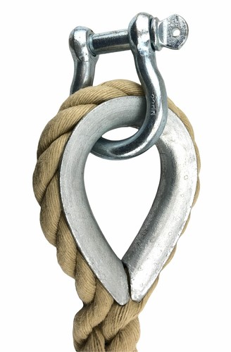 Cuerda de escalada de gimnasio de polihemp sintético de 28 mm x 3 metros CW dedal y grillete - Imagen 2 de 5
