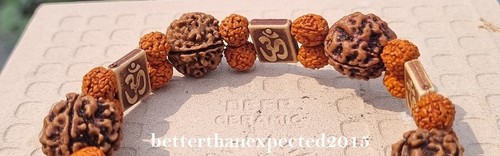 5 MUKHI RUDRAKSHA FIVE FACED RUDRAKSH NEPAL BEADS WITH AUM OM BEADS BRACELET - Picture 4 of 4
