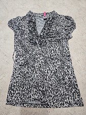 Women's Leopard Print Short Sleeve Blouse Size L
