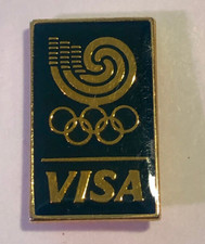 Vintage 1988 Seoul Korea Visa Olympic Sponsor Enamel Pin Green/