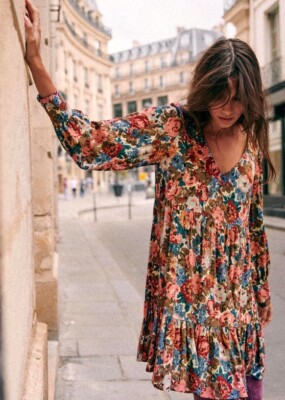 SEZANE AURENA DRESS OCTOBER FLOWERS SIZE 34 US 2 | eBay