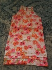 Loft Dress Women's 4P Petite Multicolor Floral  Short Zipper Sleeveless Casual