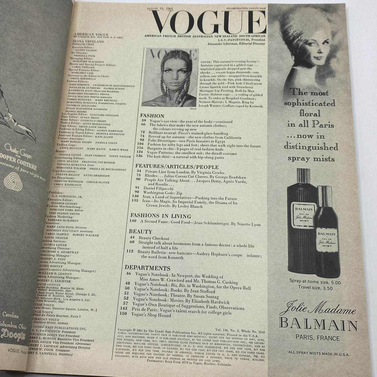 【ヴィンテージ雑誌】VOGUE JANUARY 1965年 ヴォーグ 希少 新しい到着 VOGUE MAGAZINE, of issue 1965 January 1 the of