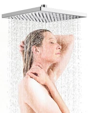 12" Rain Square Shower Head High Pressure Rainfall Showhead Adjustable Thickness