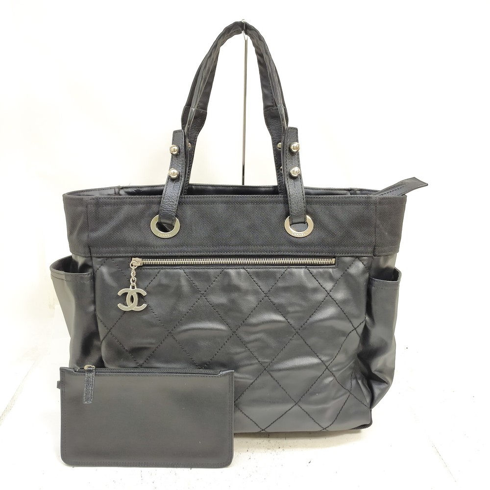 Chanel Tote Bag  Black Coated Canvas 1939304