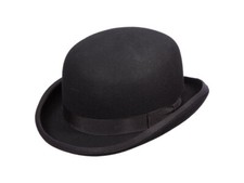 "Bowler/Derby" Low Crown Lined Wool Felt Hat by Scala, Color Black, Style WF507